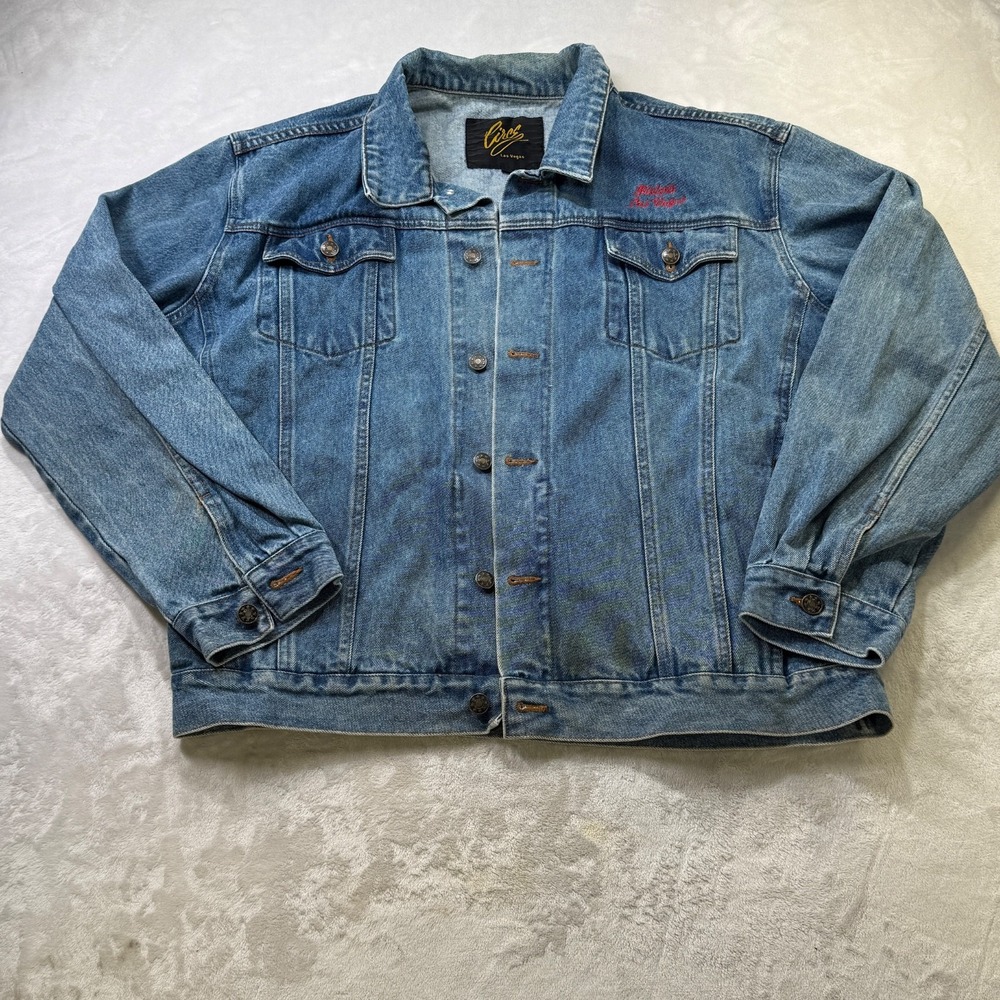 Vintage Riviera Hotel Casino Las Vegas Circe Denim Trucker Jacket Large